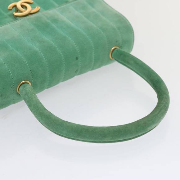 CHANEL Hand Bag Suede Green CC Auth 68731A - Picture 7 of 16
